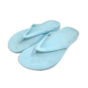 ARCHIES Women's Size 8 Arch Support Thong Flip Flop Sandal Light Blue Beach